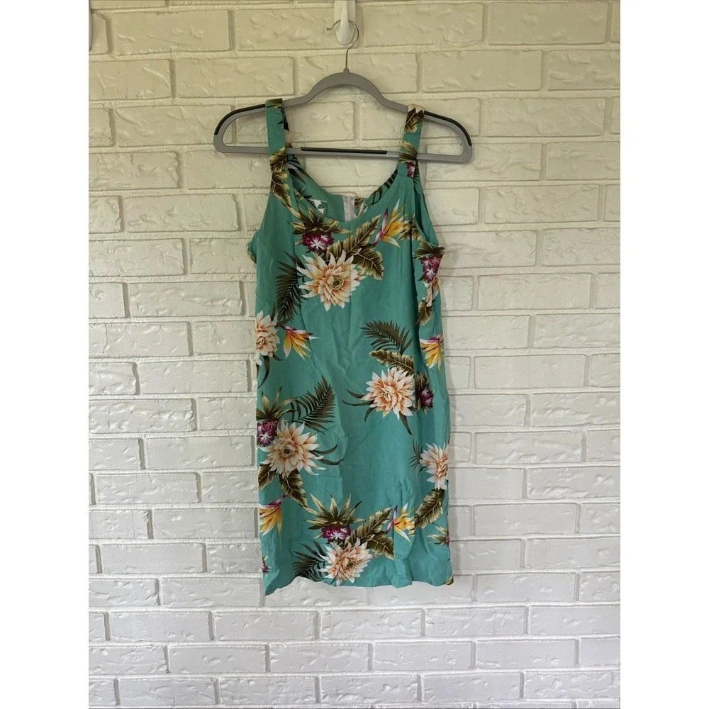 Vintage TWO PALMS Sz L  Made in‎ Hawaii Sleeveless Rayon Floral Midi Dress